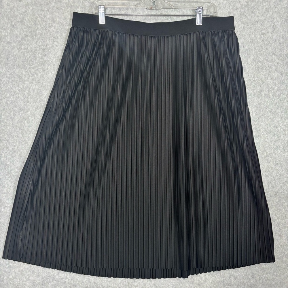 Koret Pleated Midi Skirt-Black-Women Size XL